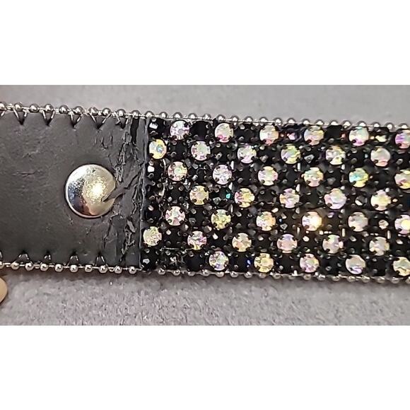 Vintage Nocona Studded Rhinestone Leather Belt Women’s M 34–36" Bling Y2K - Picture 7 of 11